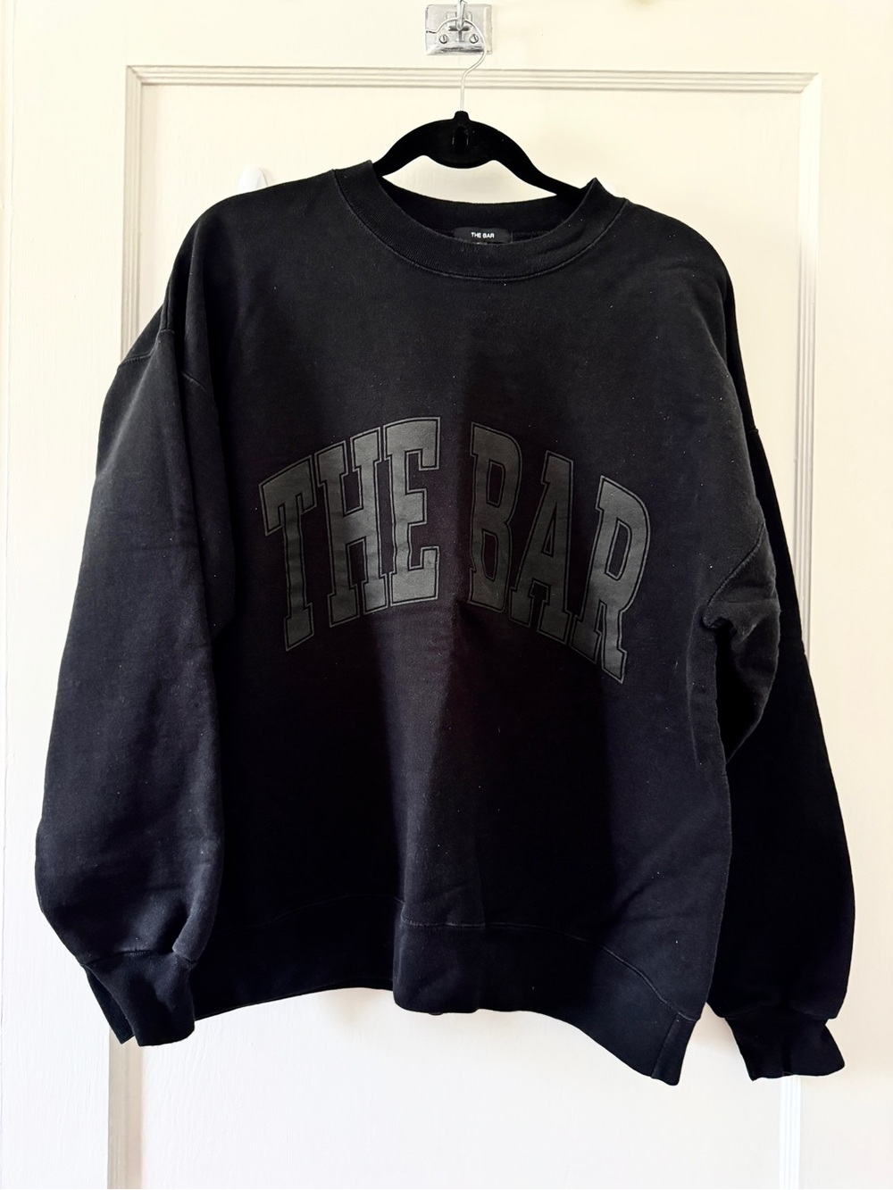 The Bar Black Crewneck Sweatshirt with Tonal ARCH Logo